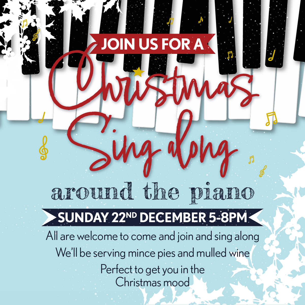 Christmas songs around the piano